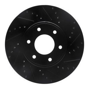 Chevrolet Trailblazer Brake Rotor (1) - Front Right - R1 Concepts - Drilled & Slotted - Black - `06-`09